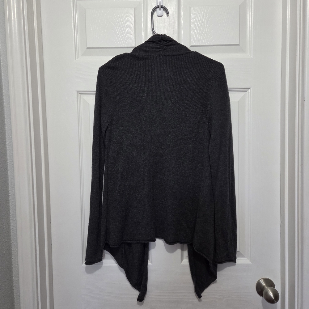Express Charcoal Gray Waterfall Open Front Cardigan Size Medium Business Casual - Picture 4 of 7